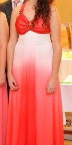 Spoločenské červeno biele šaty veľkosť 38 + štóla